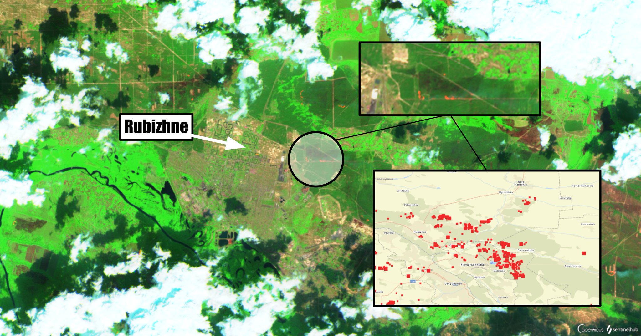 Wildfire concentration near Rubizhne worsens due to shelling