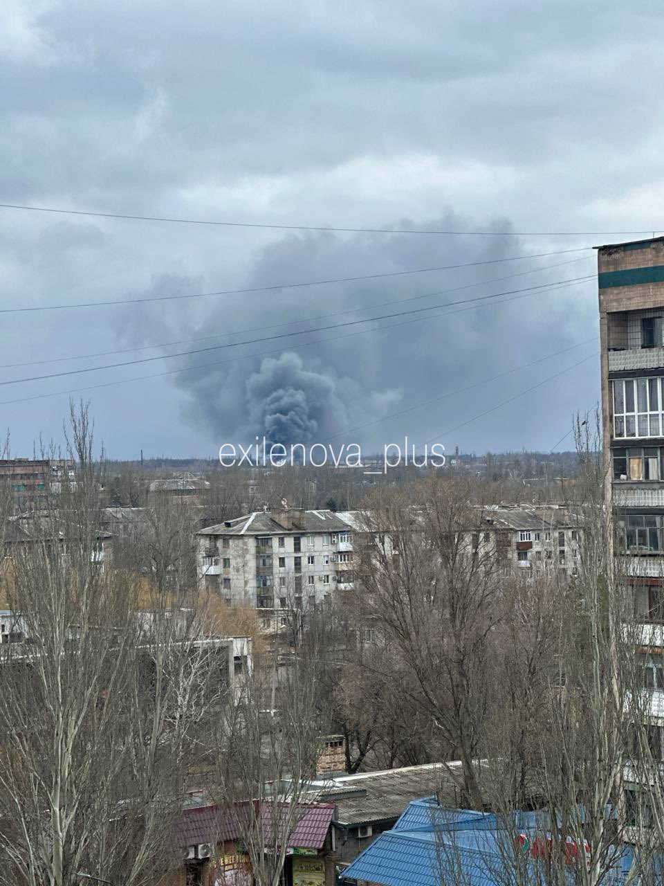 Powerful explosion and fire in occupied Horlivka