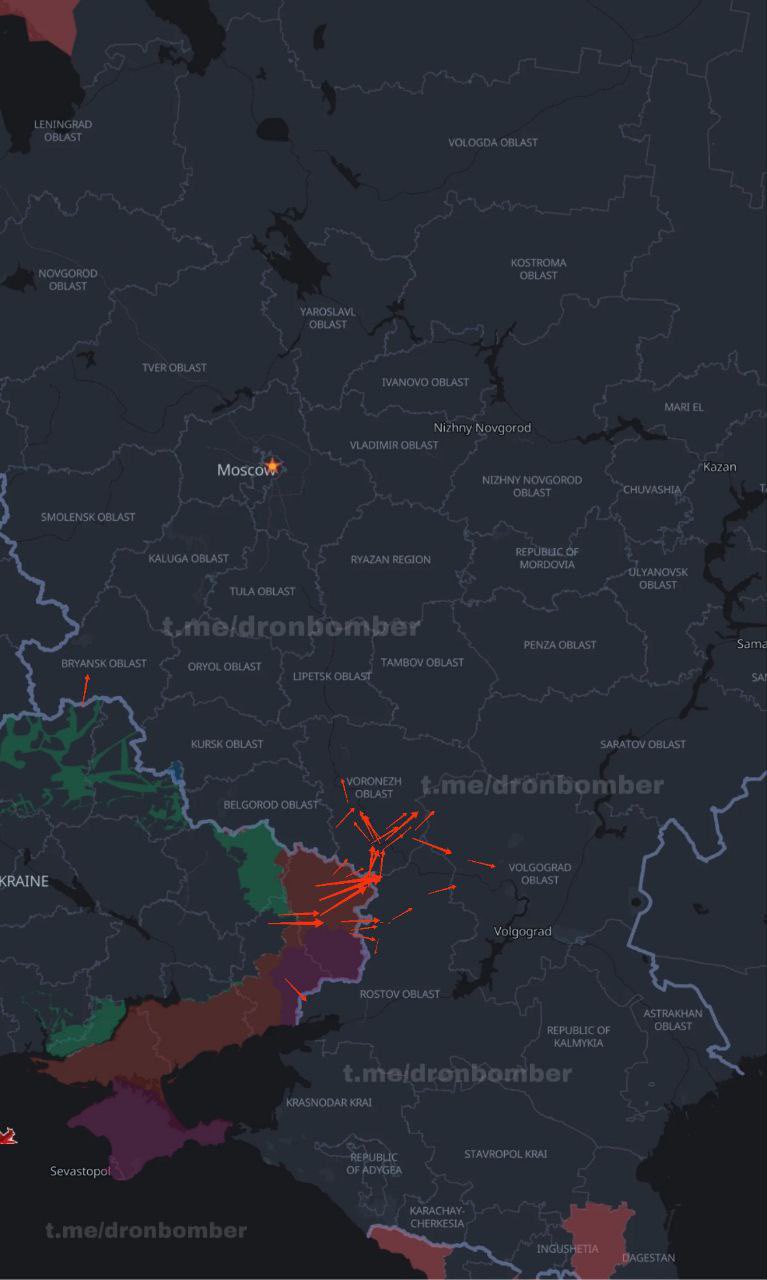 Massive launch of Ukrainian attack drones into Russia