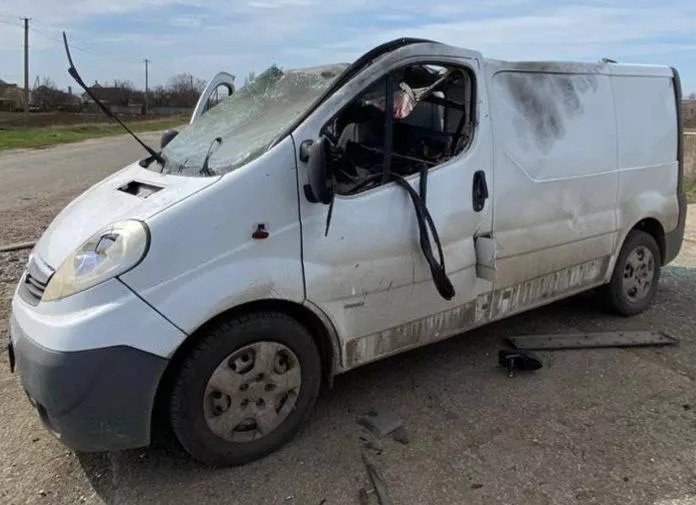 Russians struck civilian car with a drone in Nikopol district