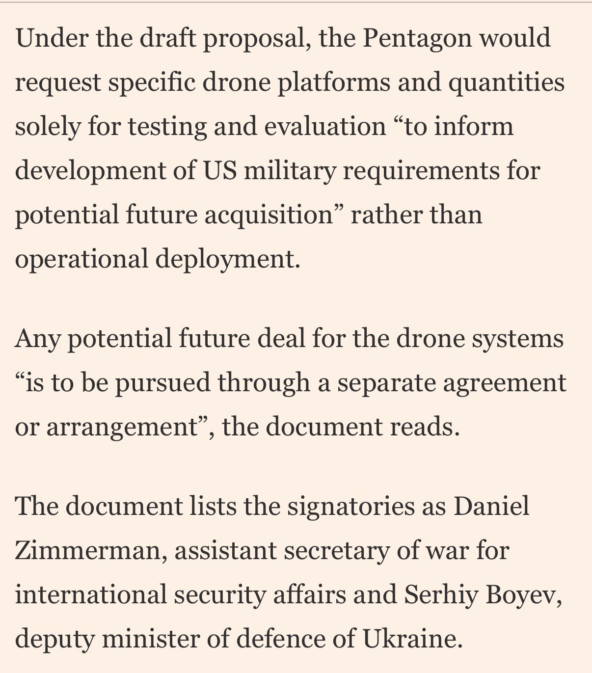 FT obtains US-Ukraine drone export draft statement