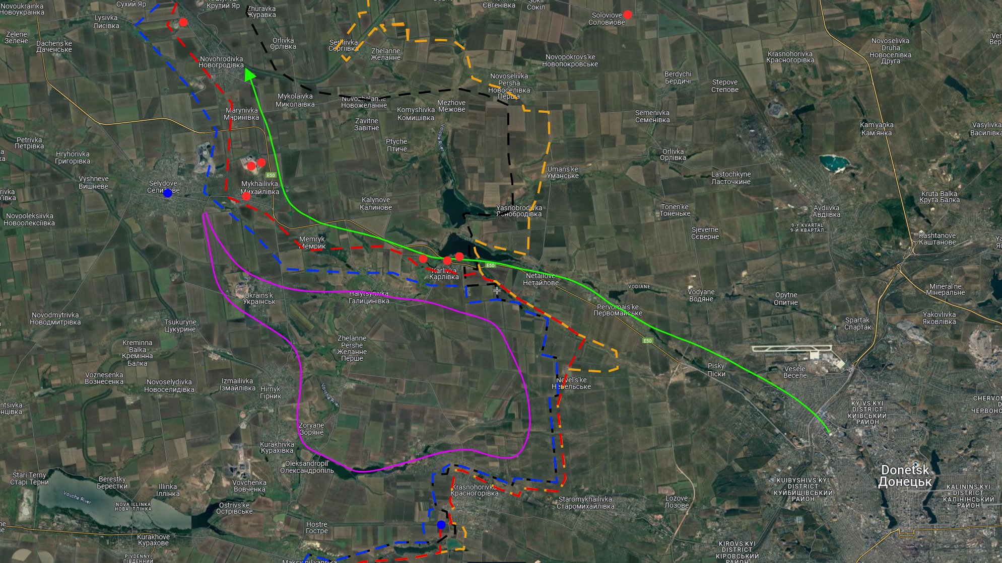 Russians may need to seize purple area before attacking Pokrovsk to secure E50 route