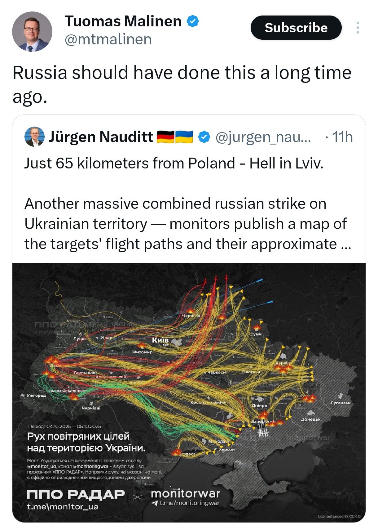 Sarcastic reaction to murder of Ukrainian family