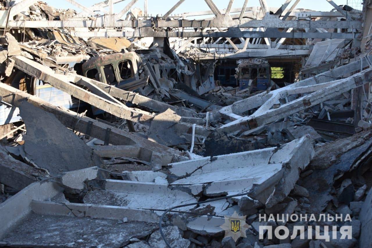 Aftermath of shelling at Kharkiv metro depot