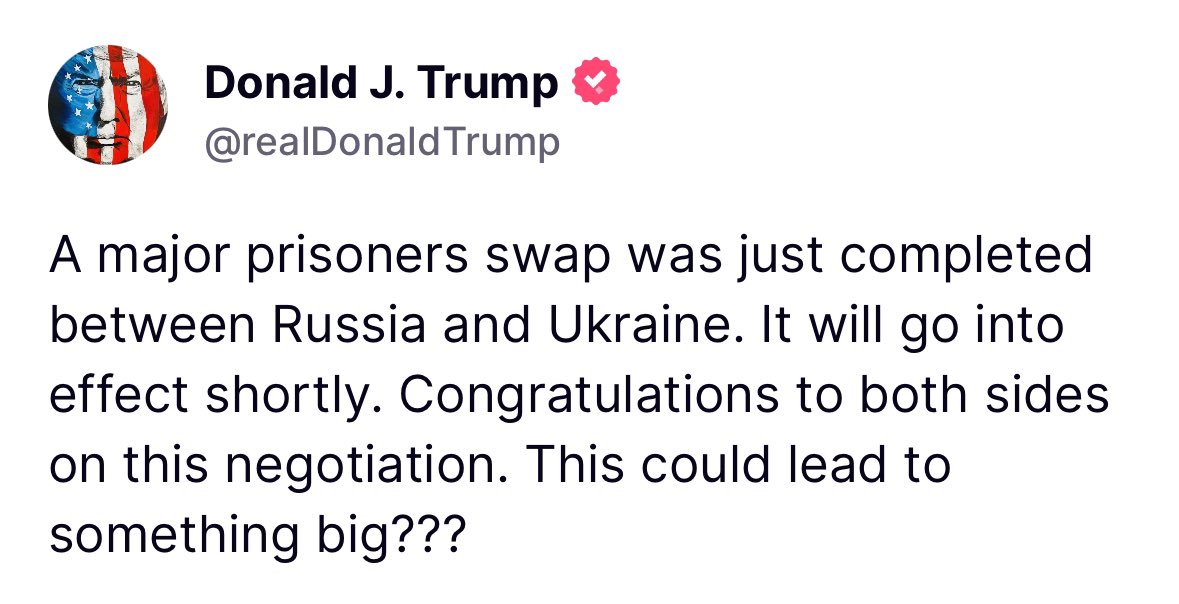Trump: Major prisoner exchange between Ukraine and Russia imminent