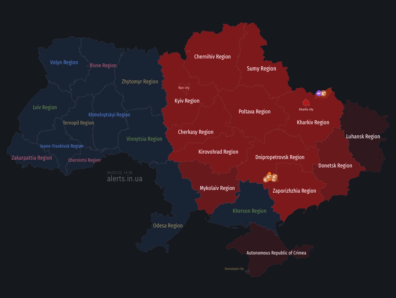 Air raid sirens across Kyiv and multiple Ukraine regions, ballistic missile threat
