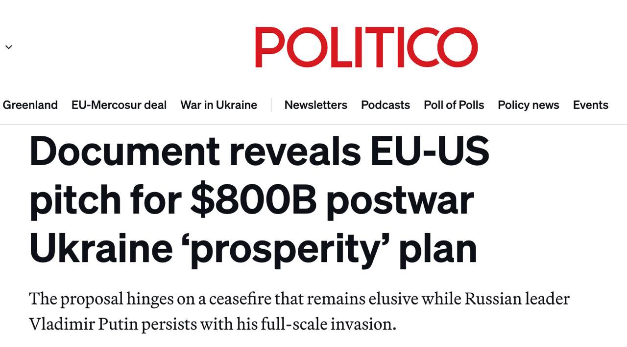 US, EU $800B Ukraine post-war investment plan detailed by Politico