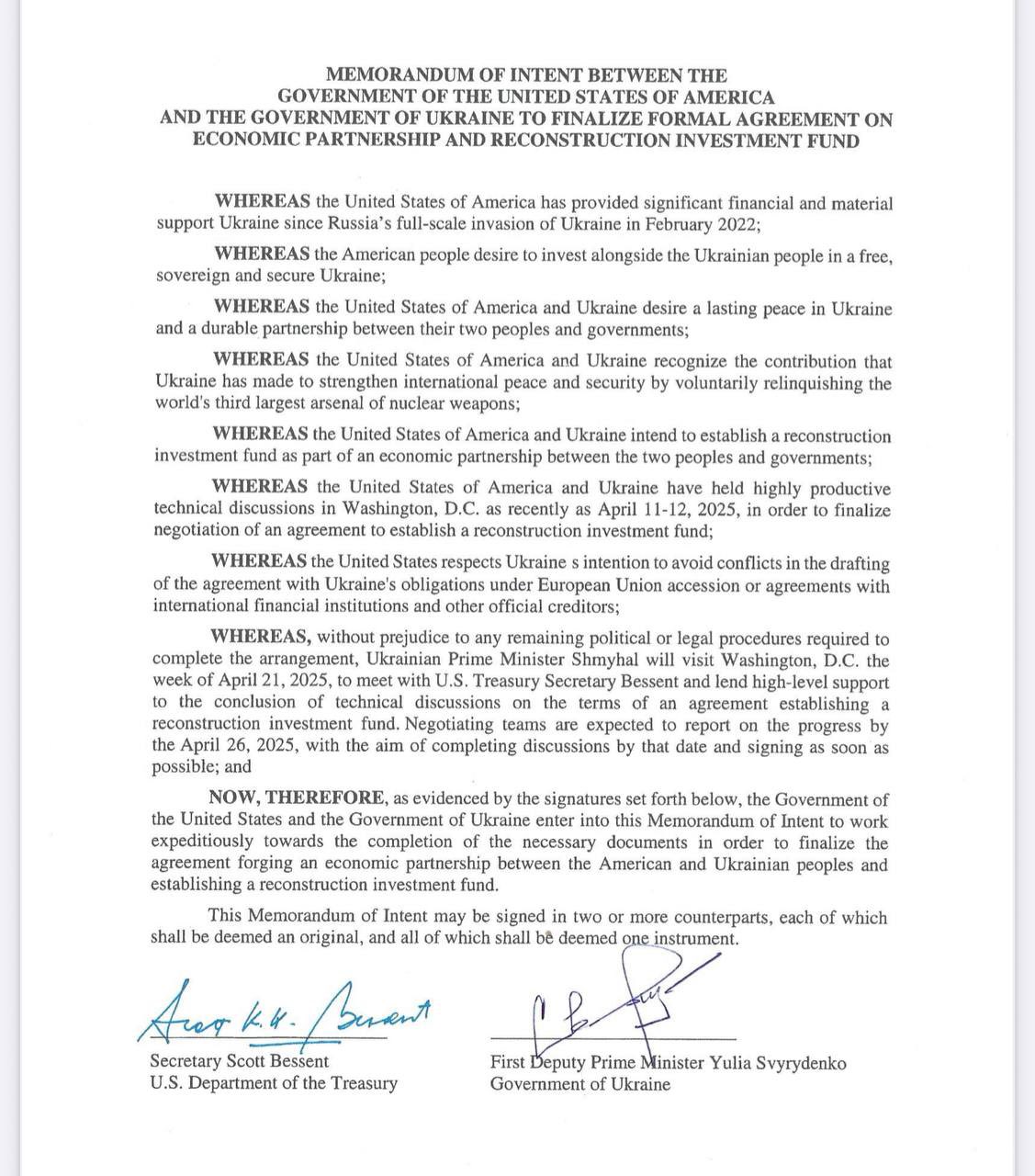 US-Ukraine Minerals Agreement Published
