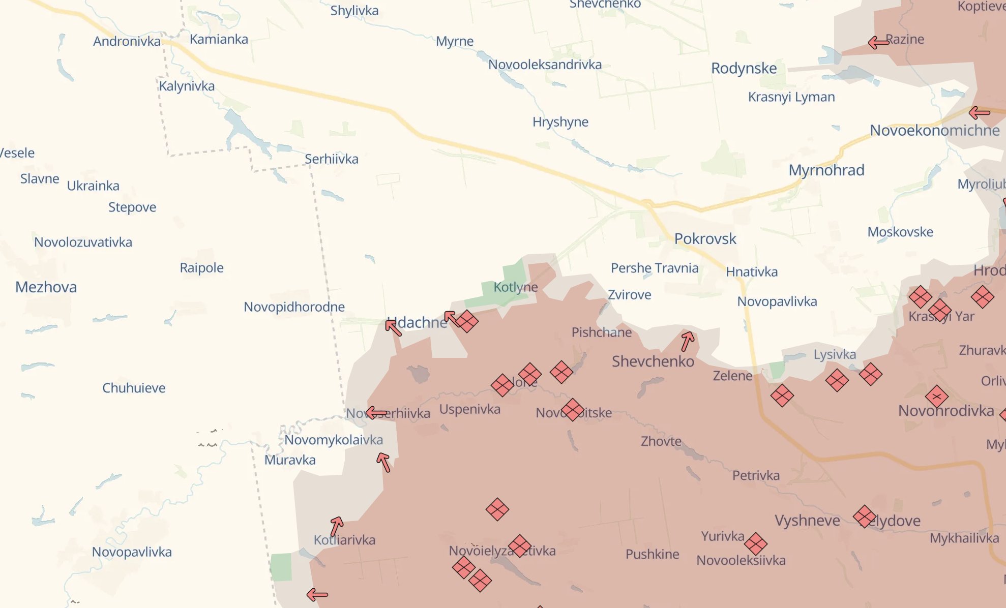 Russian forces advance near Udachne in 24 hours