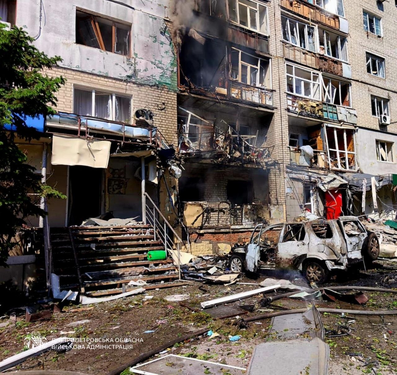Drone attack on residential building in Pavlograd