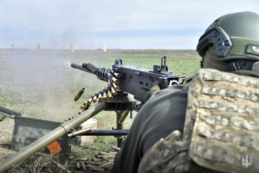 Ukrainian Marines train on M2 Browning HMGs