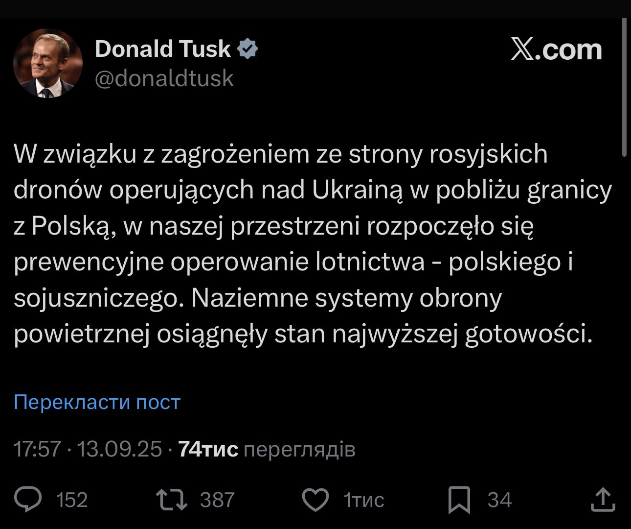 Poland and allies launch preventive air operations due to Russian drone threat near Ukraine border.