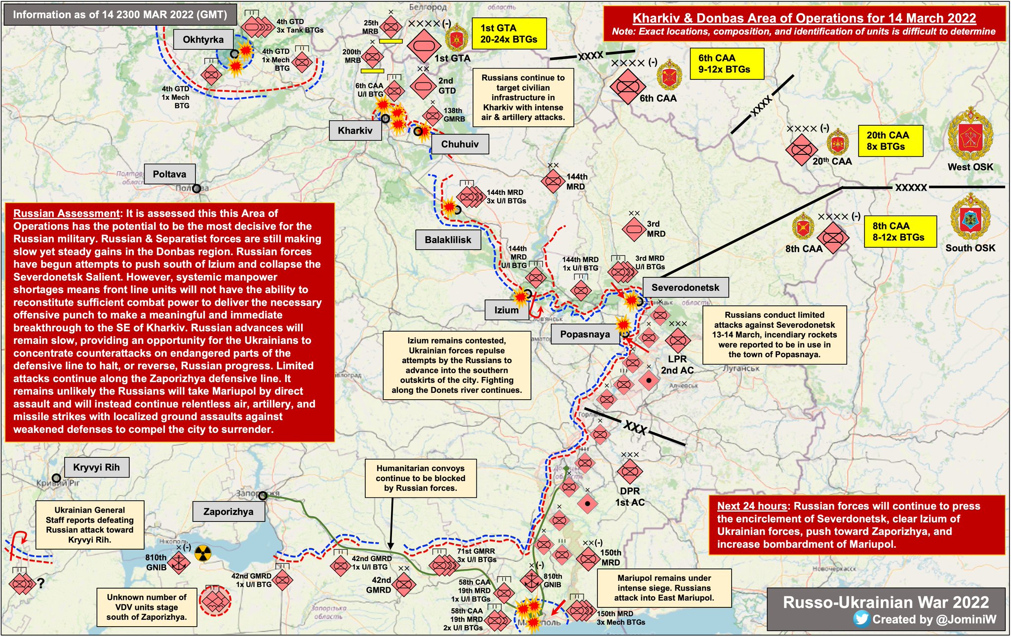 Kharkiv and Donbas combat assessments