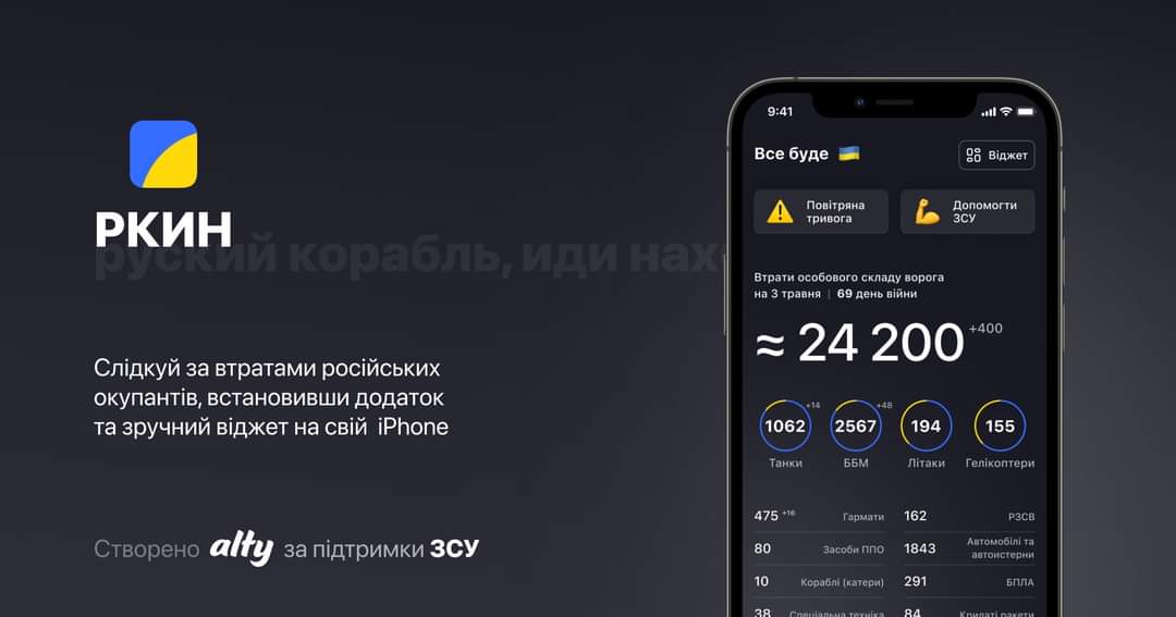 Alty and the General Staff of the Armed Forces of Ukraine developed an occupier loss tracker