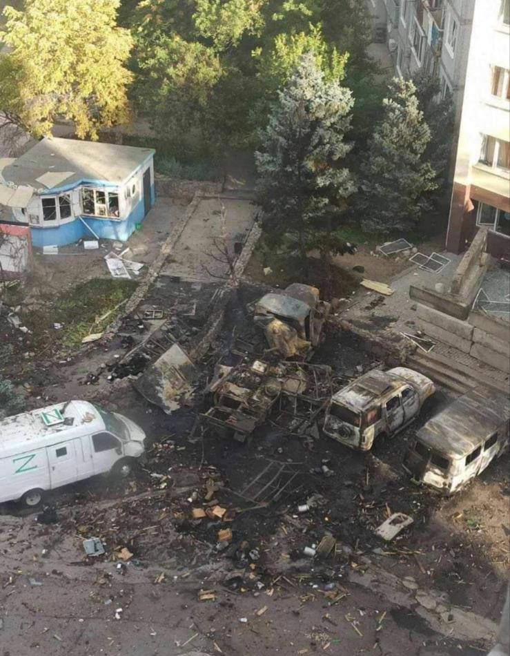 Russian military vehicles destroyed in fire