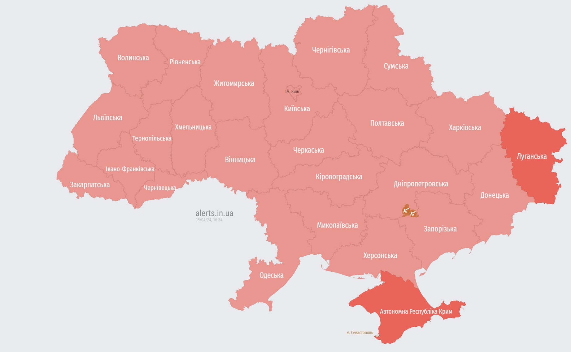Rocket danger across all Ukraine