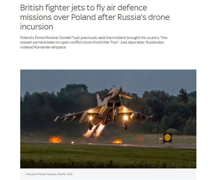Royaume-Uni envoie des Typhoon en Pologne après drones russes