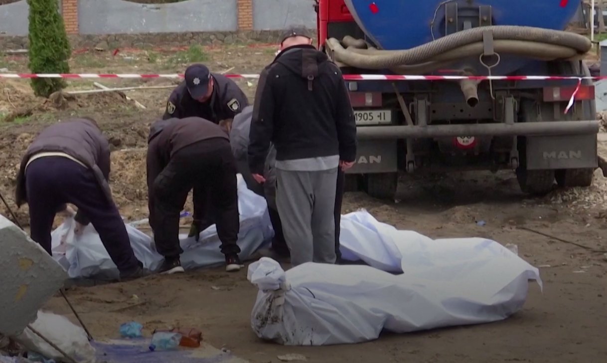 Mass grave found in Bucha village