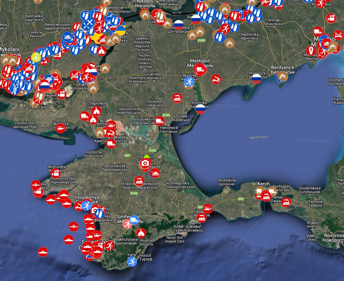 Geolocated coordinates in Crimea, Ukraine