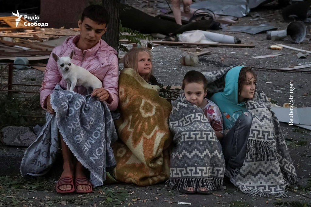 Kyiv, children inside home, destroyed by Russia (shortened)