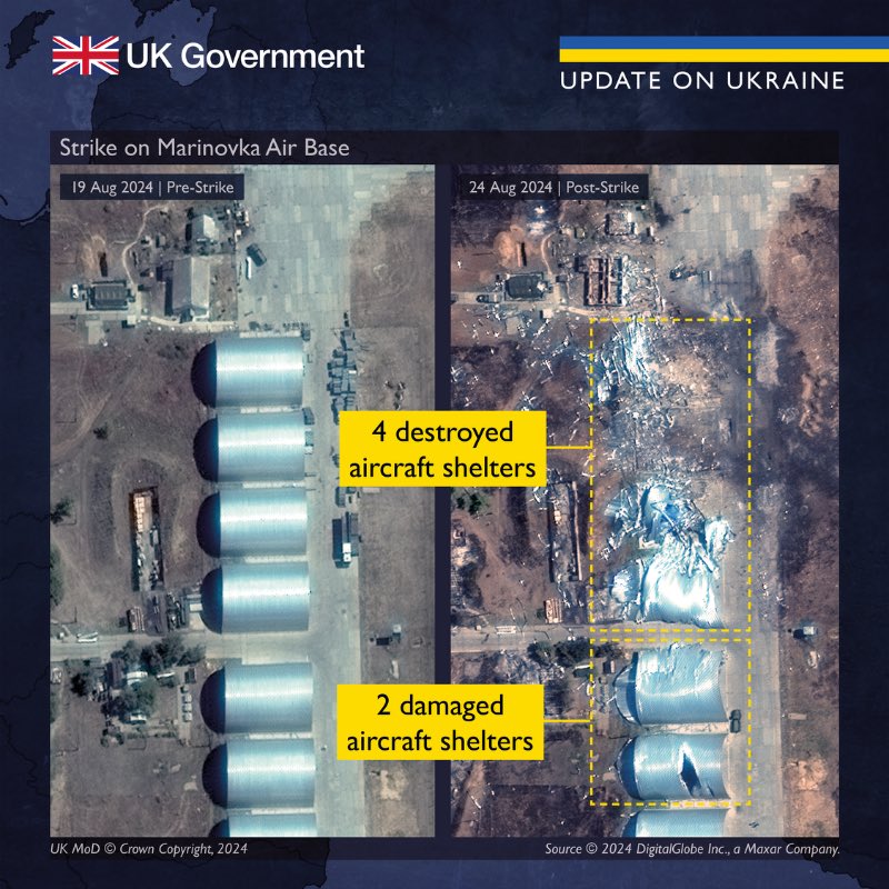 UK Intel releases satellite images of Marynivka air base drone attack