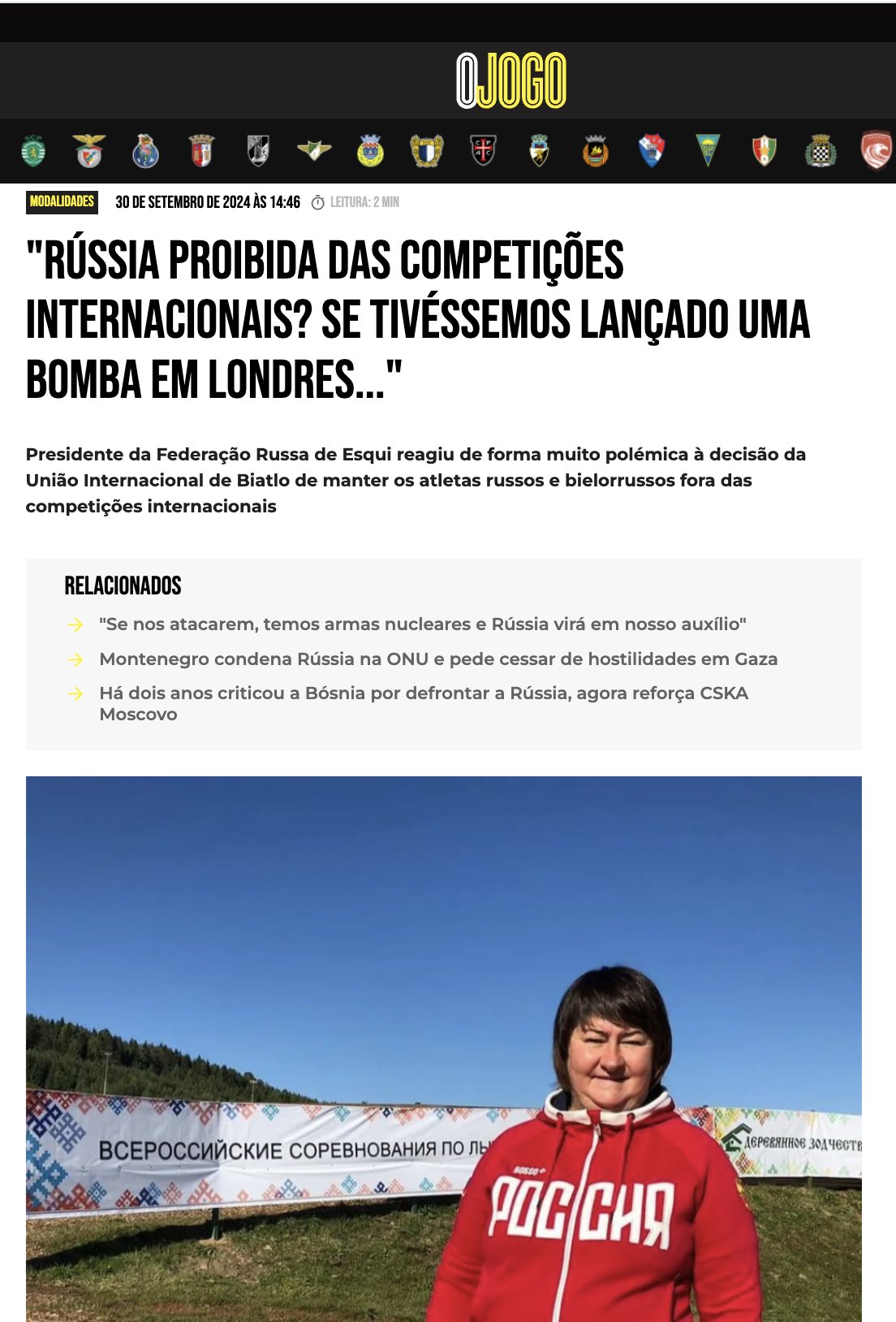 Tweet about Russian champion Vyalbe became news in Portuguese media