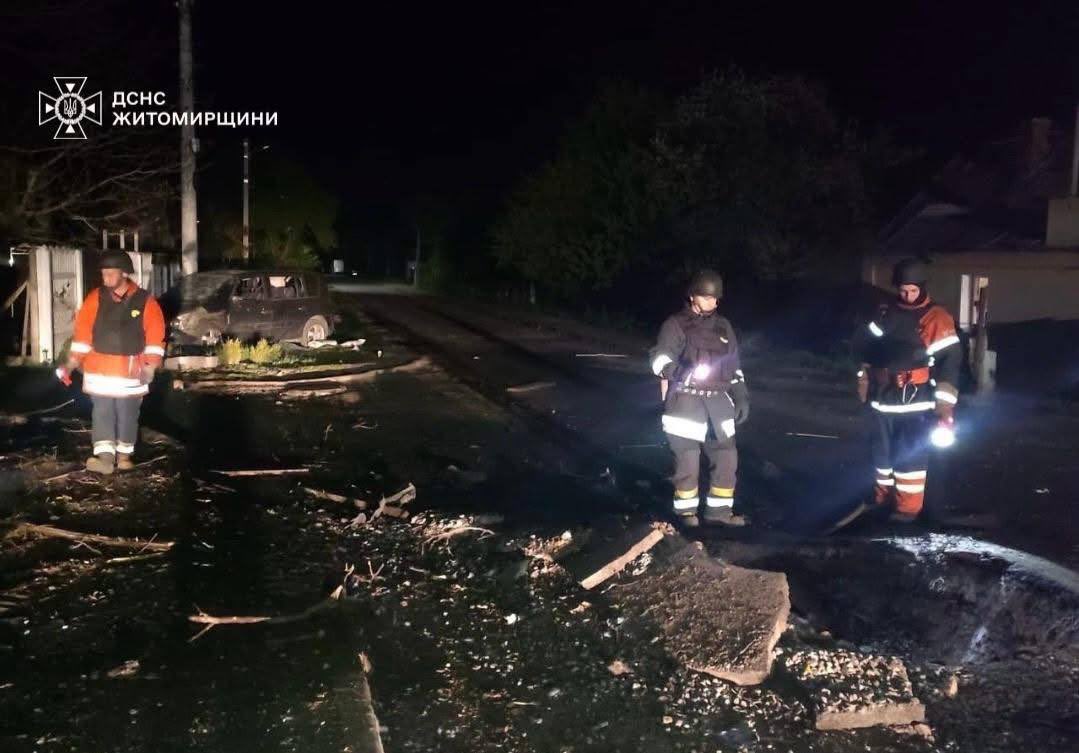 Fires after attack in Zhytomyr at night