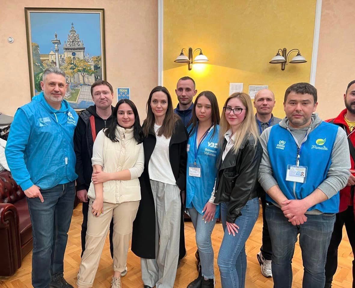 Angelina Jolie visits displaced persons and Kramatorsk victims in Lviv