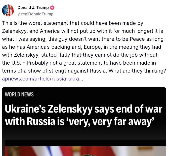 Trump: Zelensky’s worst statement, America won’t tolerate