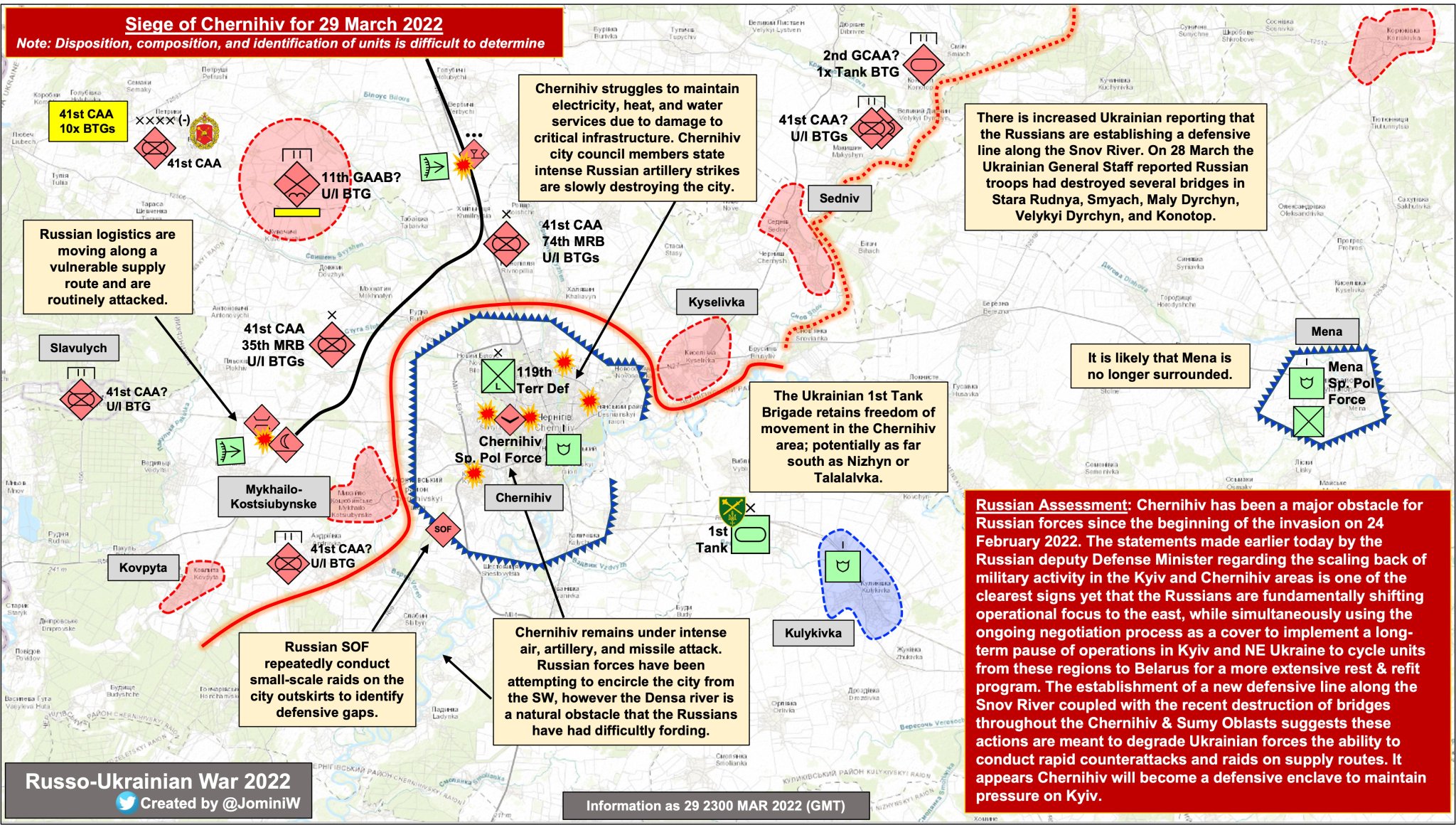 Chernihiv under Ukrainian control and new Russian defensive line