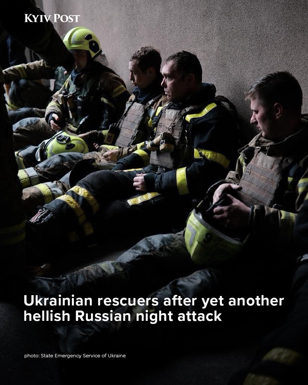Exhausted rescue workers after Kyiv’s terror night
