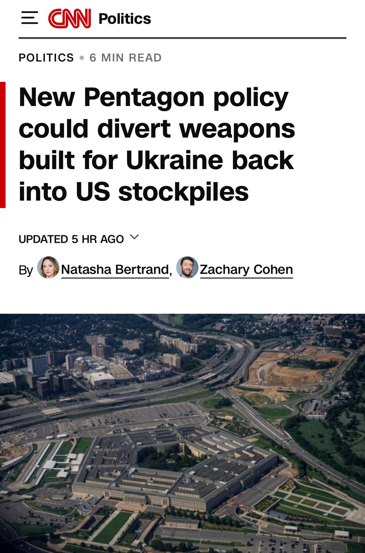 Pentagon Considers Reallocating Ukraine Weapons to US Stockpiles