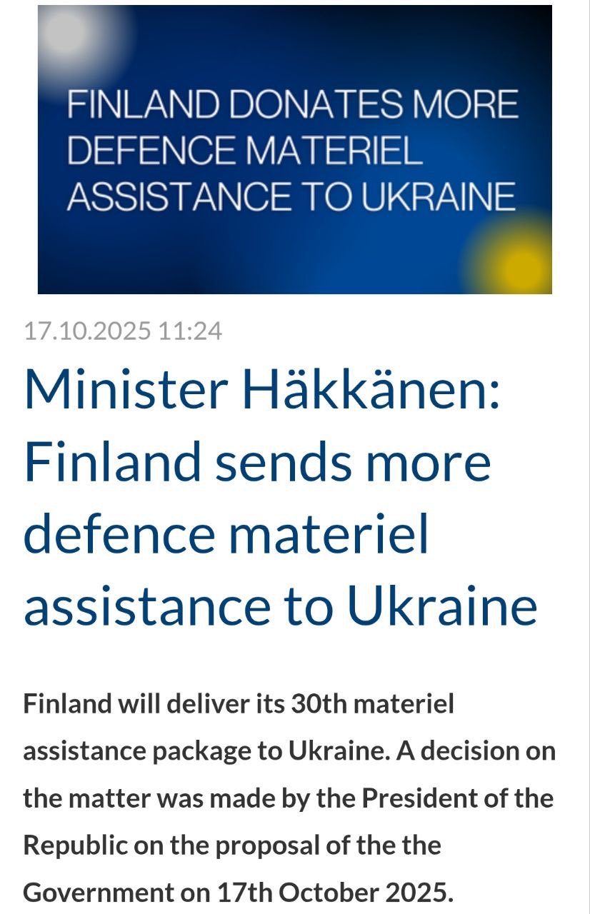 Finland provides 30th military aid package to Ukraine worth €52 million