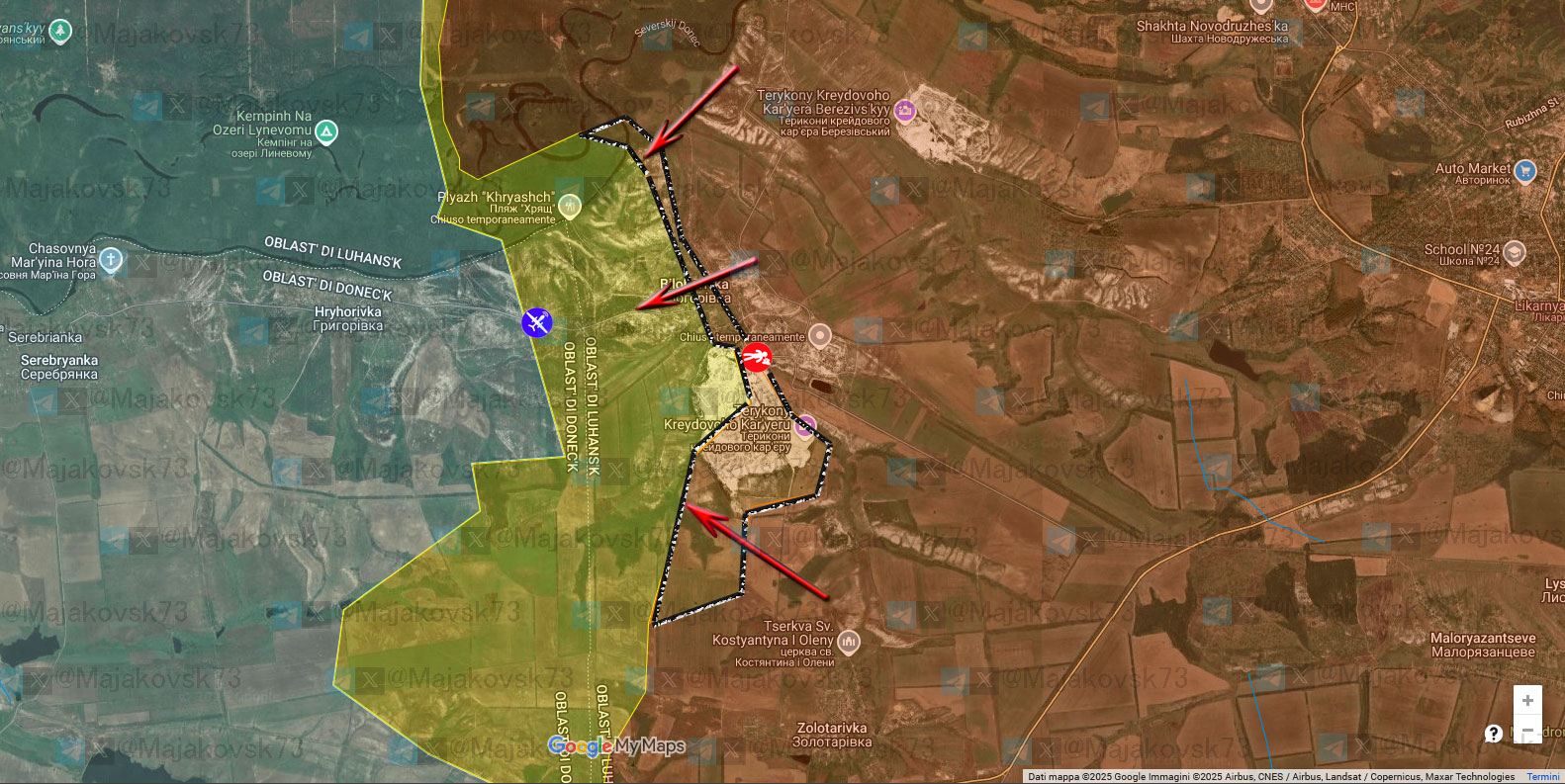 Russian control of Bilohorivka quarry per Majakovsk