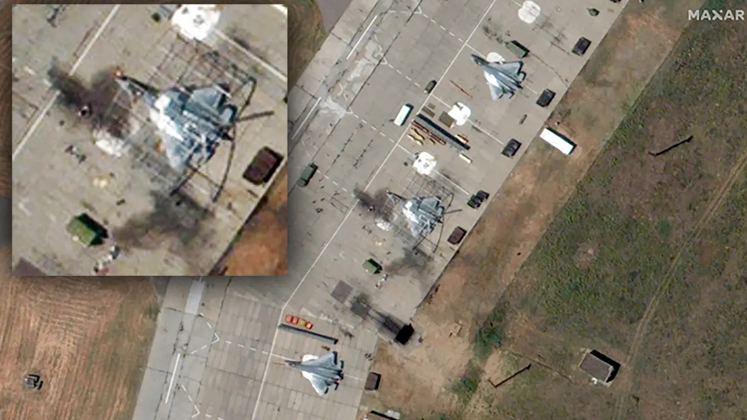 Satellite images of Su-57 after Akhtubinsk attack