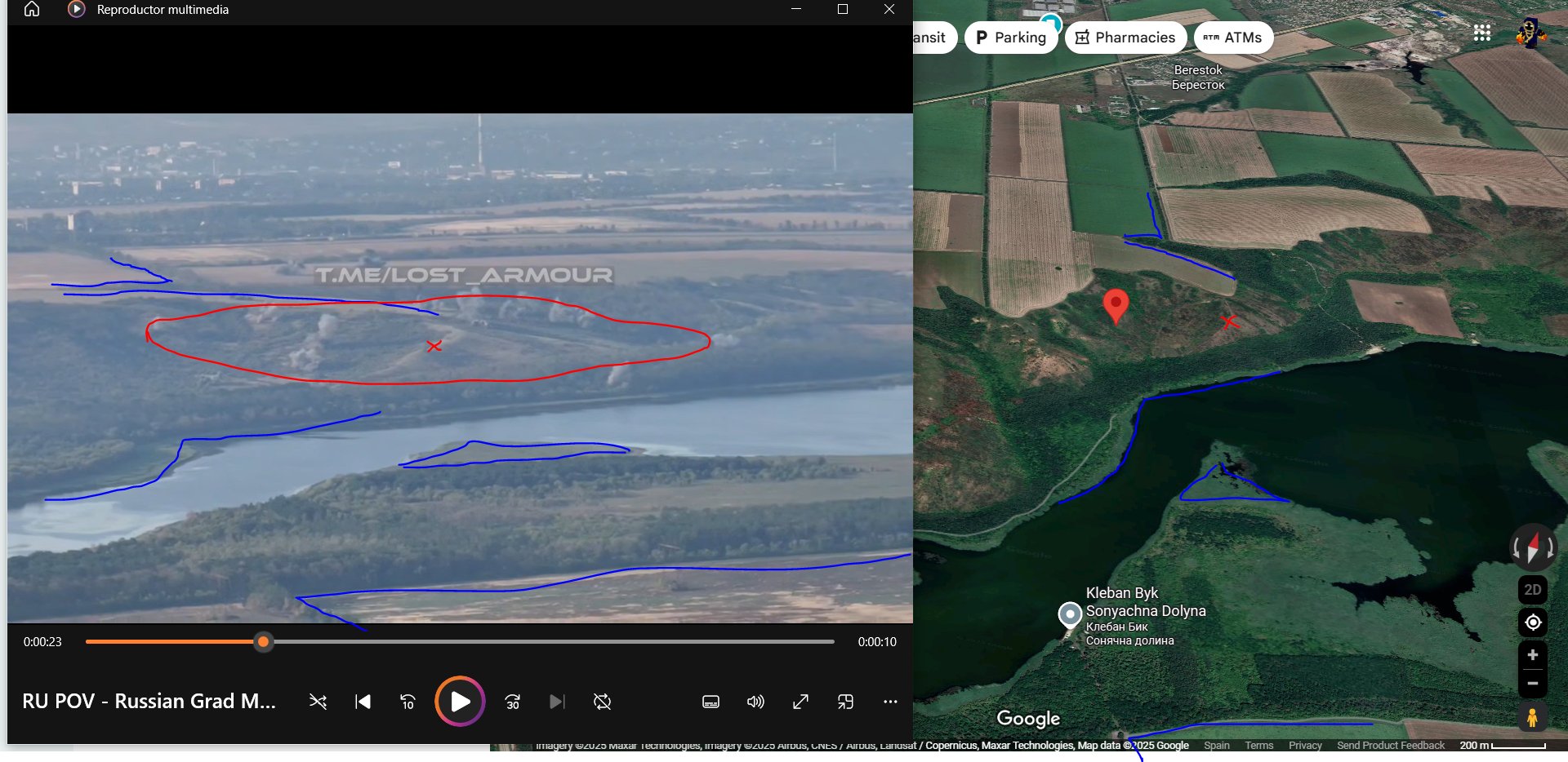 RU POV – Russian MLRS hits UA position in forest NW of Yablonovka