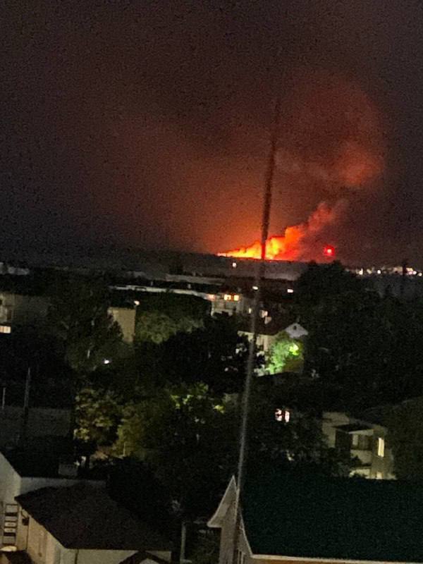 Russian ammo depot in Skadovsk catches fire after HIMARS strike