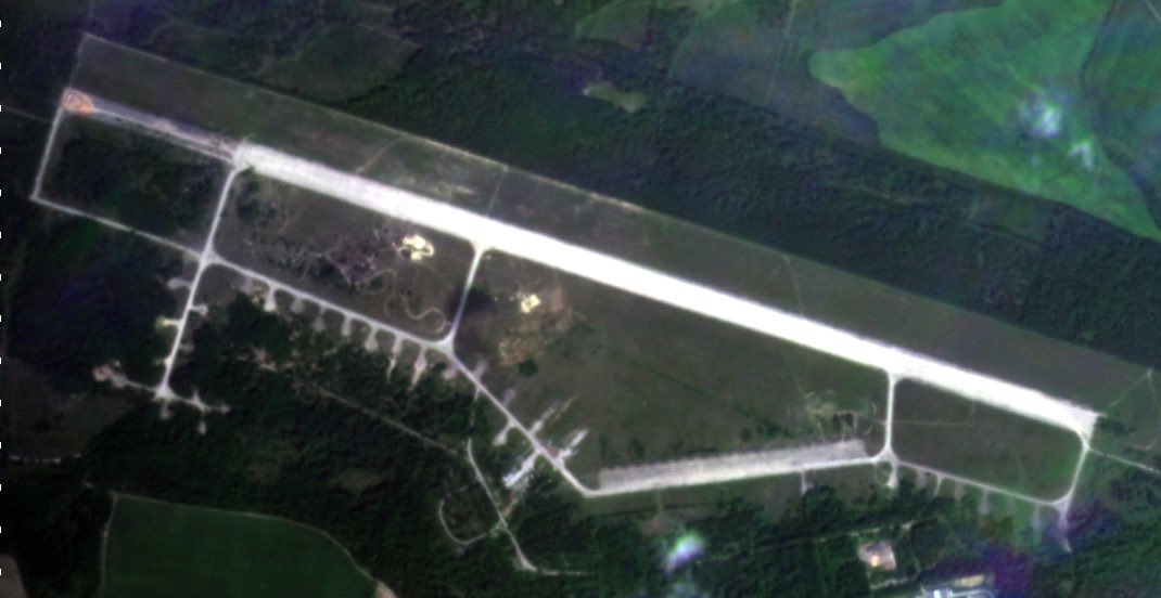 Satellite image of Prybytki airbase