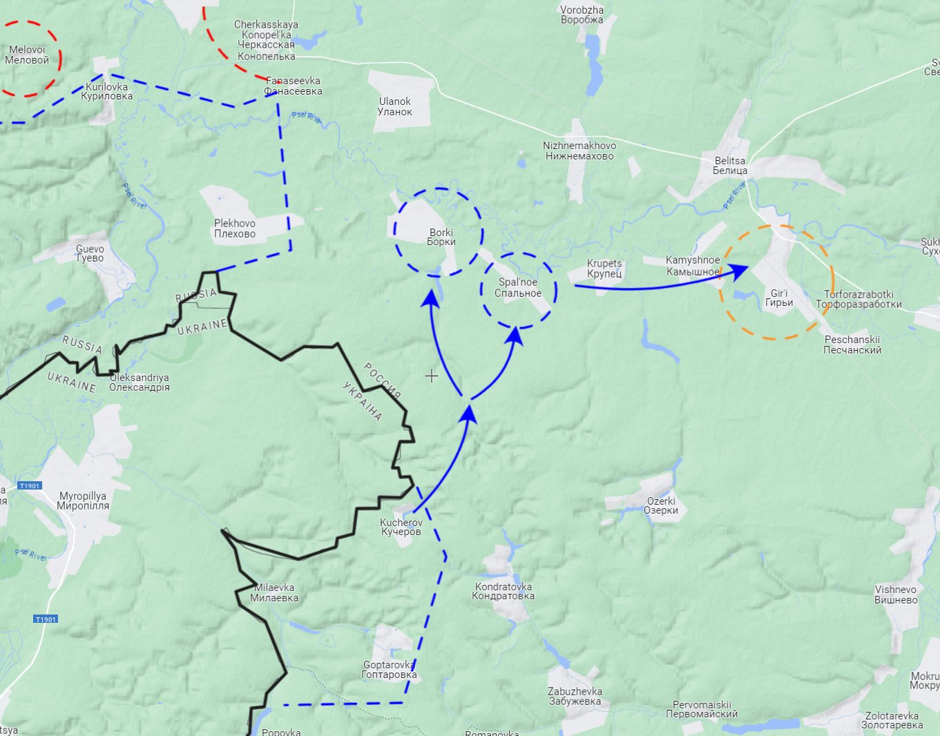 Giri events clearing up: Ukraine claims Borki, Rybar says Spalnoe controlled.
