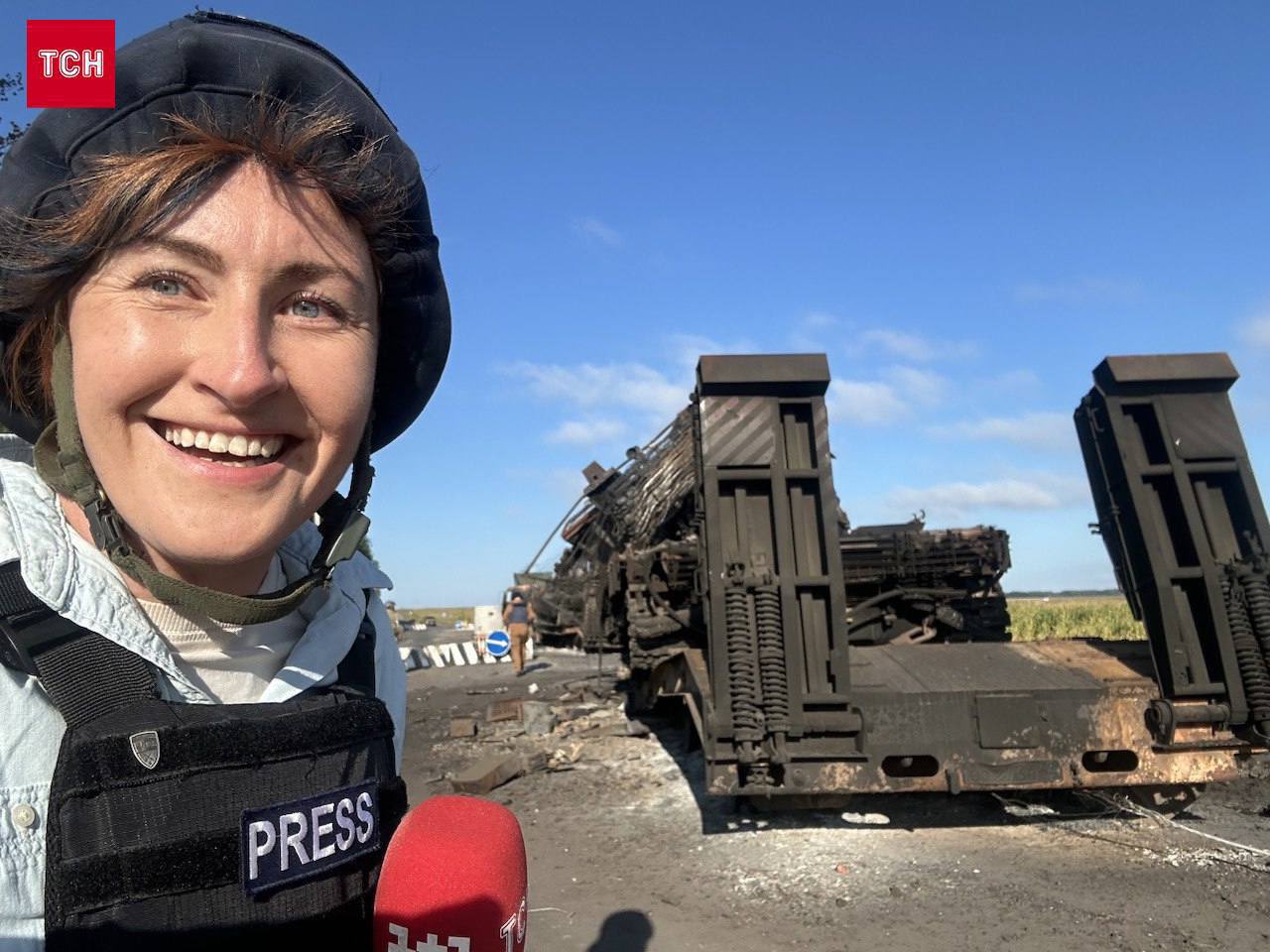 Ukrainian TSN journalists in Sudzha, Kursk region