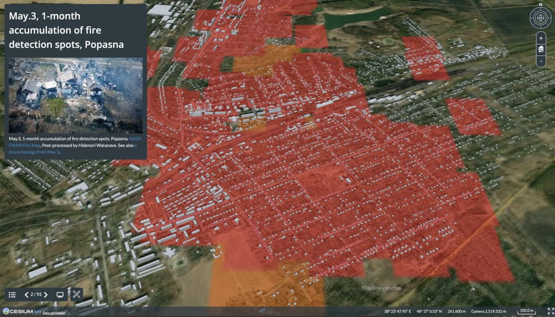 Popasna ablaze: Maps of Russian invasion destruction