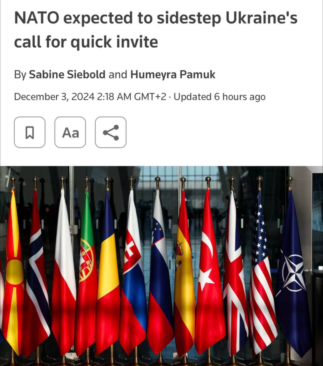 Ukraine won’t get NATO invite; focus on aid, says Reuters
