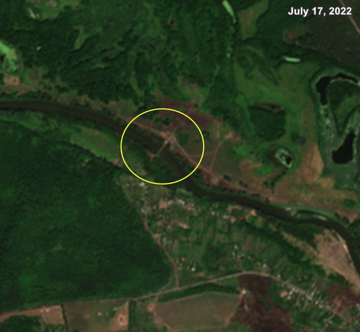 Russian pontoon bridge destroyed near Yaremivka, Kharkiv