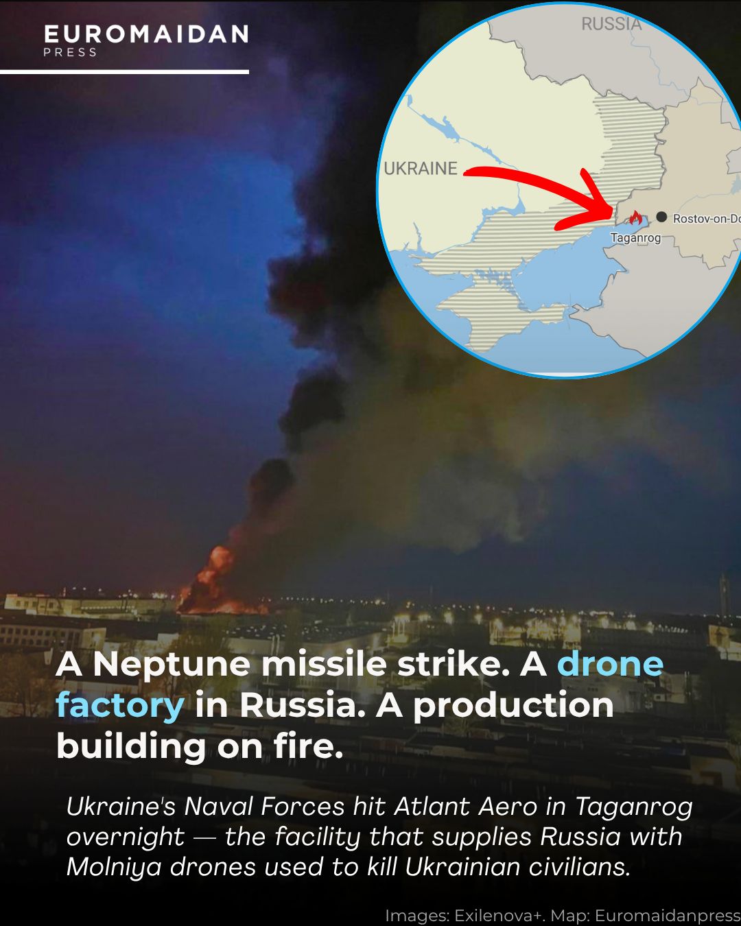 Ukraine Strikes Russian Drone Factory in Taganrog with Neptune Missiles