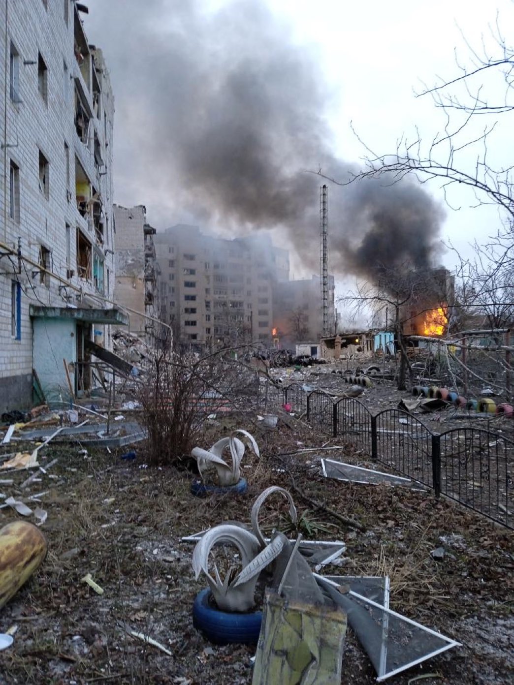 Borodyanka after Russian strike on March 1, 2022