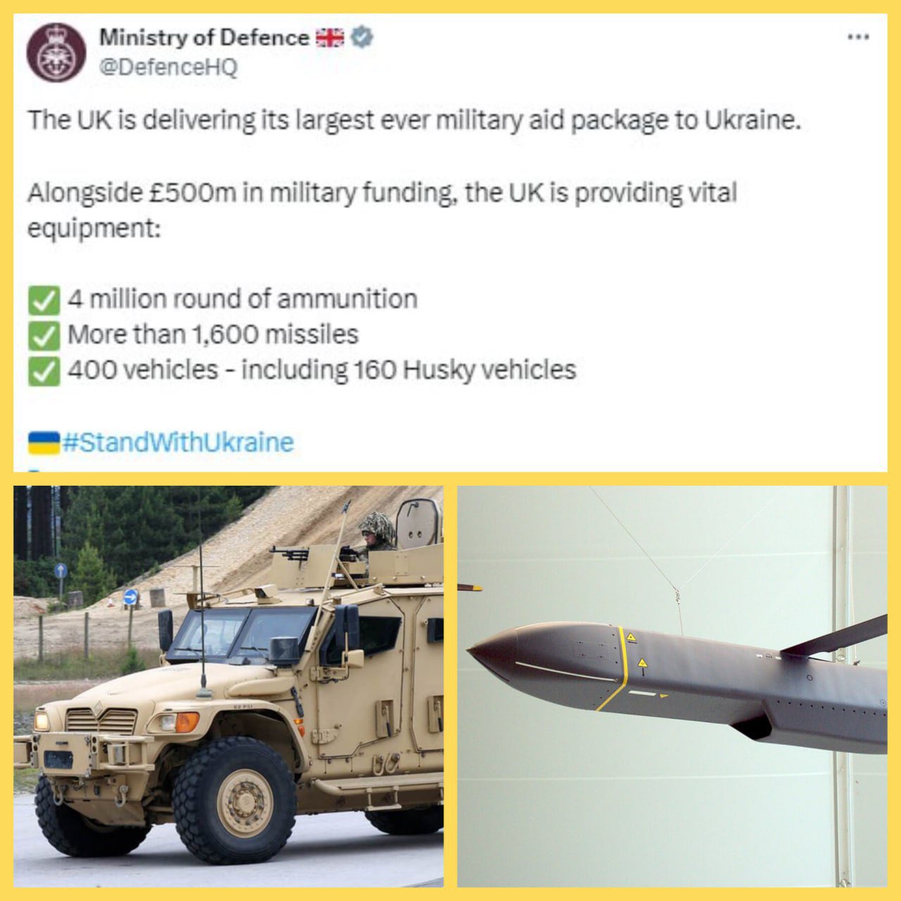 United Kingdom: £500 million in military aid to Ukraine