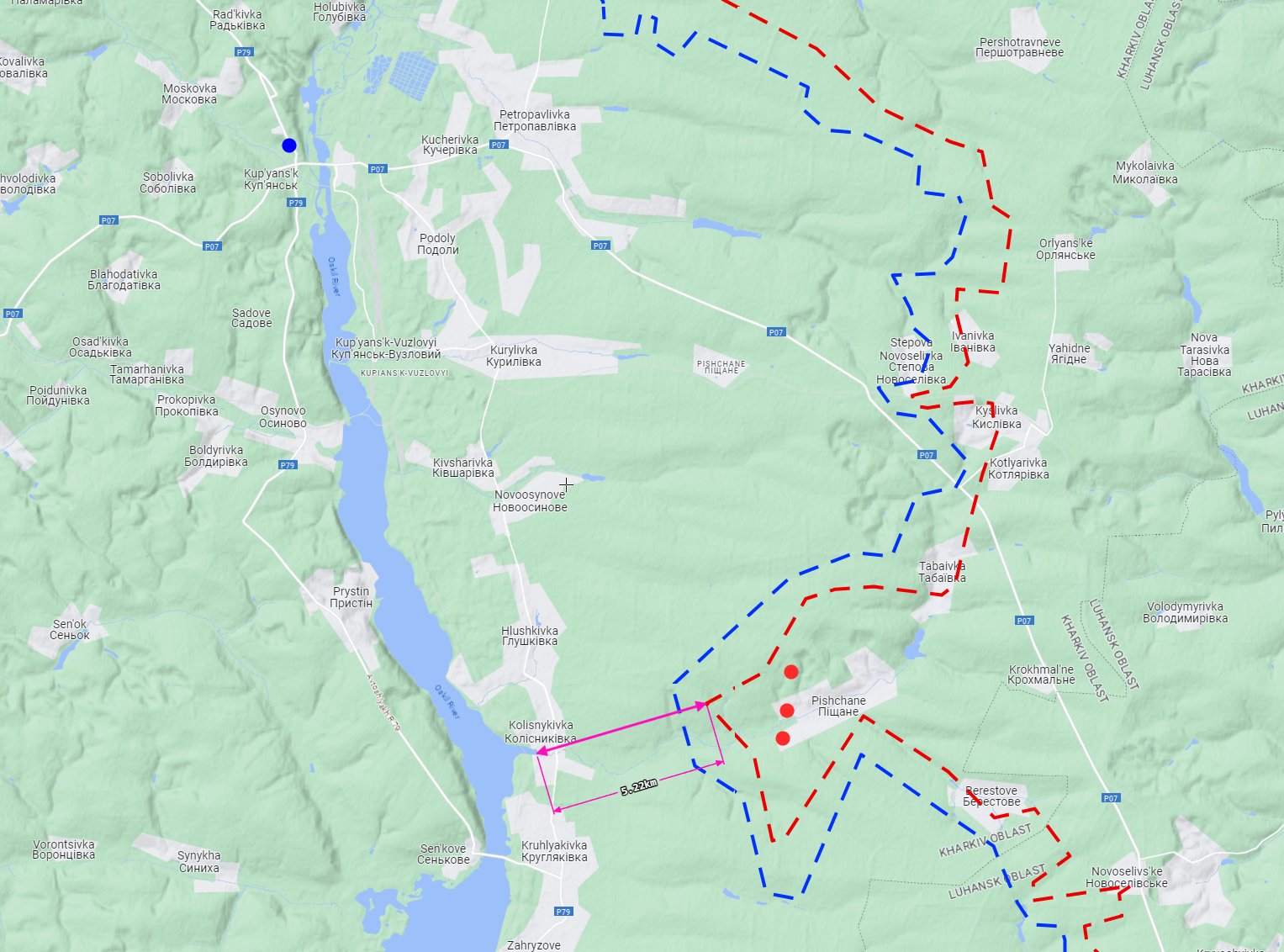 Russian forces advance near Oskil River, threatening Ukrainian positions