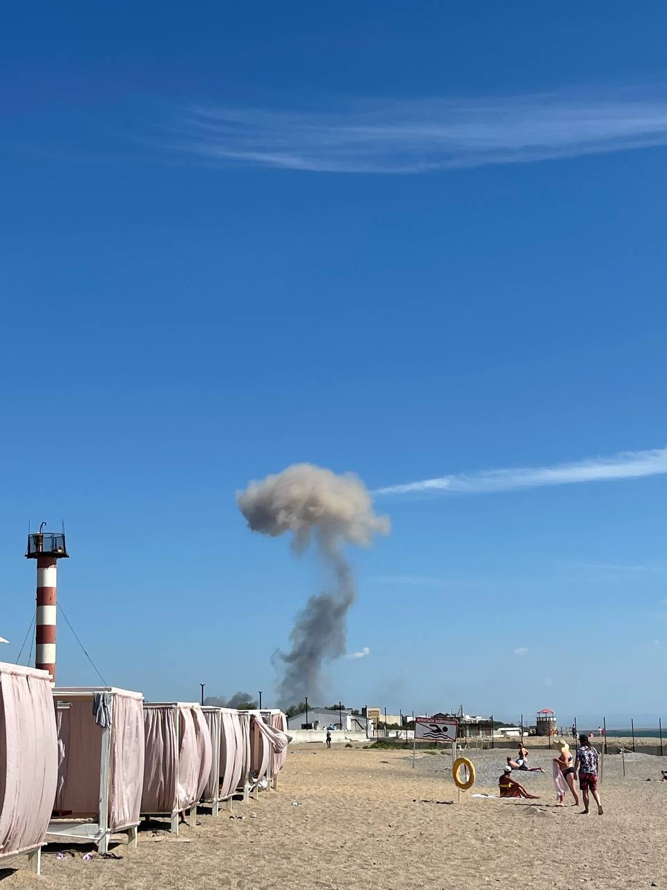 Smoke rises after reported explosions in Novofedorivka, Crimea