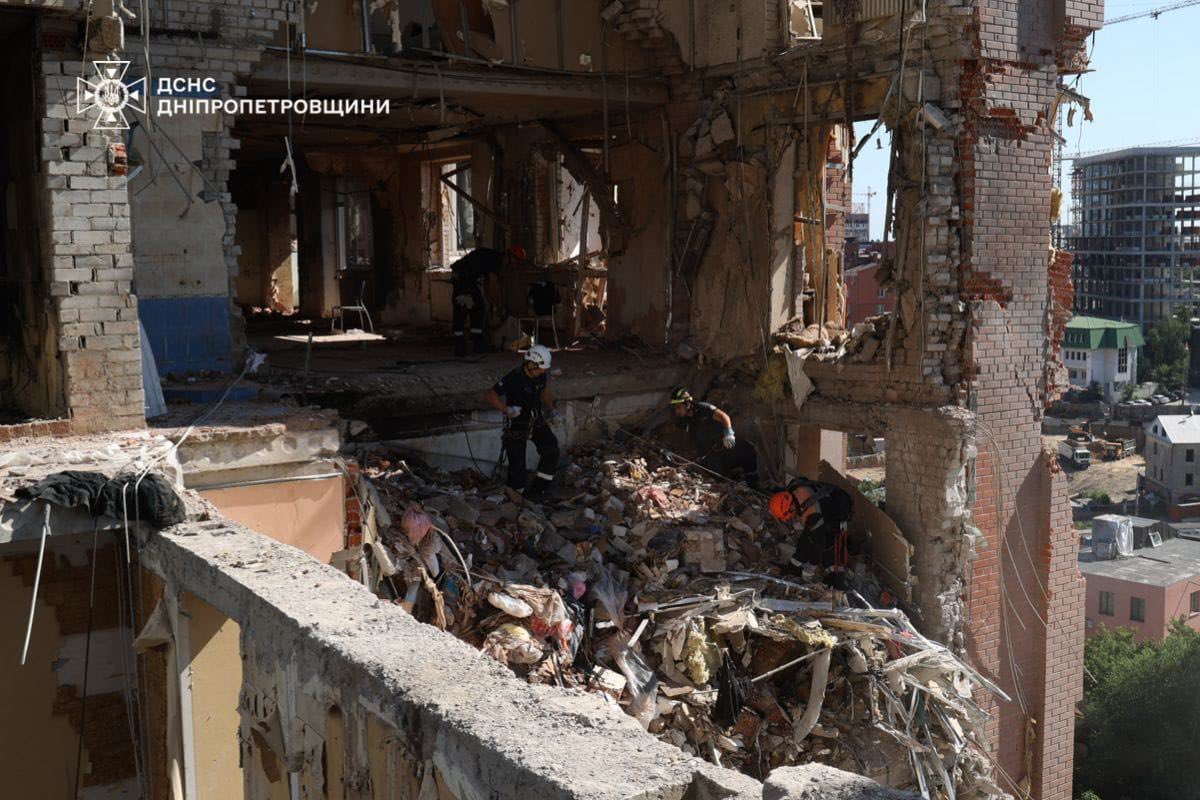 Russian strike on Dnipro kills two, body recovered from rubble