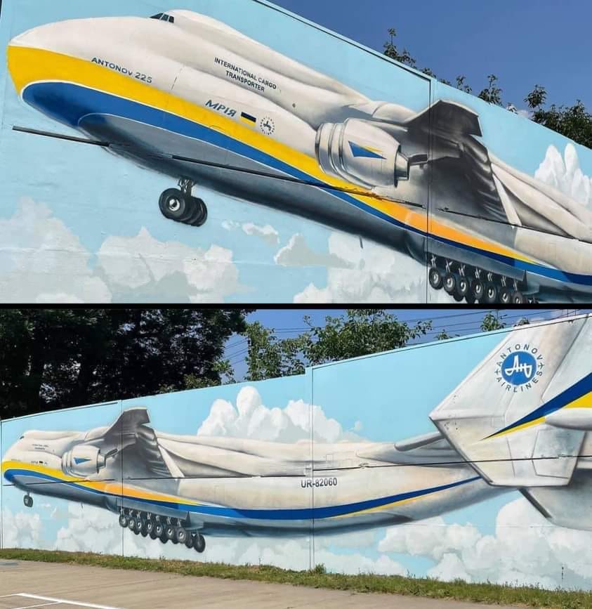 Mural of destroyed Mriya aircraft symbolizes Ukraine’s rebuilding hope